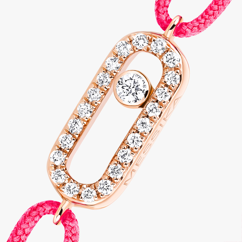Move Uno Neon Pink Cord Bracelet Pink Gold For Her Diamond Bracelet 14373-PG