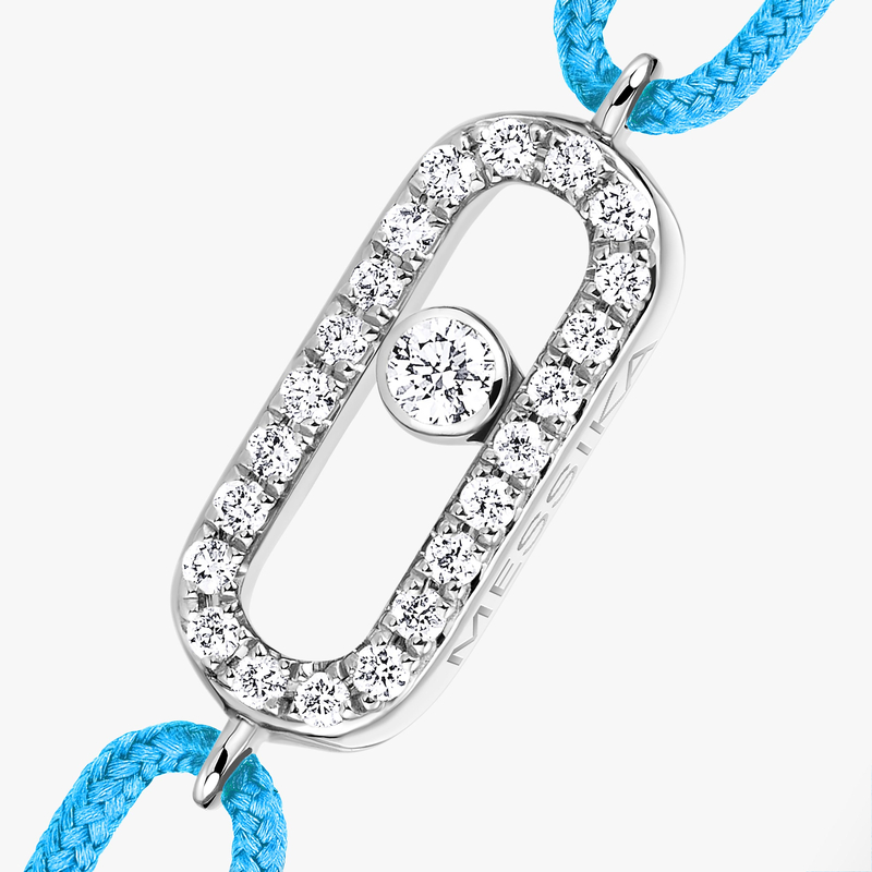 Bracelet Femme Or Blanc Diamant Cordon Move Uno Turquoise 14323-WG