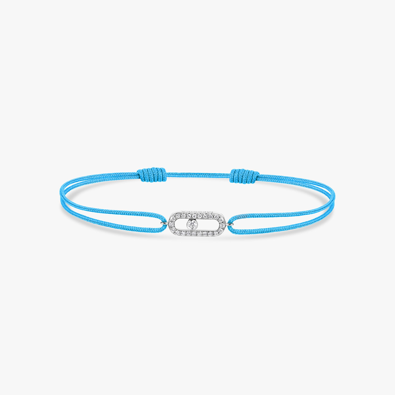 Move Uno Turquoise Cord Bracelet White Gold For Her Diamond Bracelet 14323-WG