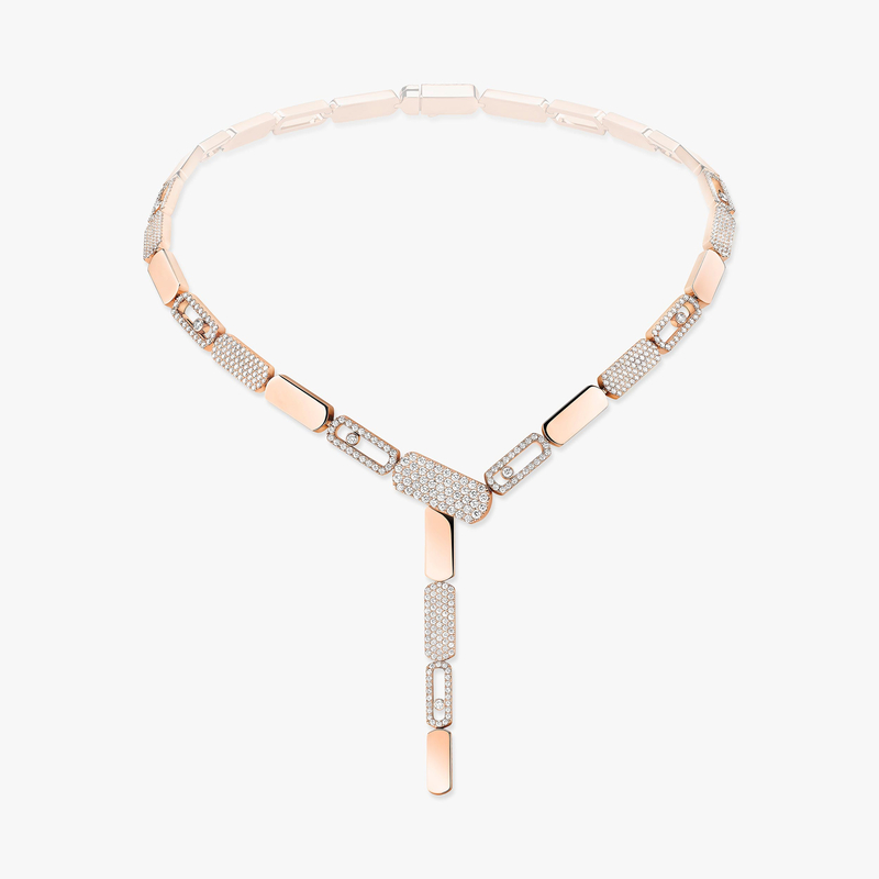 Necklace For Her Pink Gold Diamond Imperial Move LM Tie Necklace 13726-PG