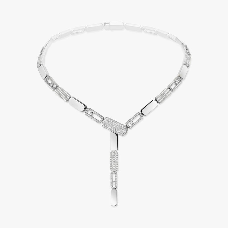 Collier Femme Or Blanc Diamant Imperial Move Cravate GM 13726-WG