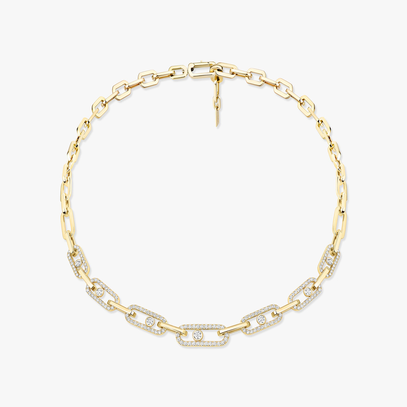 Move Link Pavé Yellow Gold For Her Diamond Necklace 14042-YG
