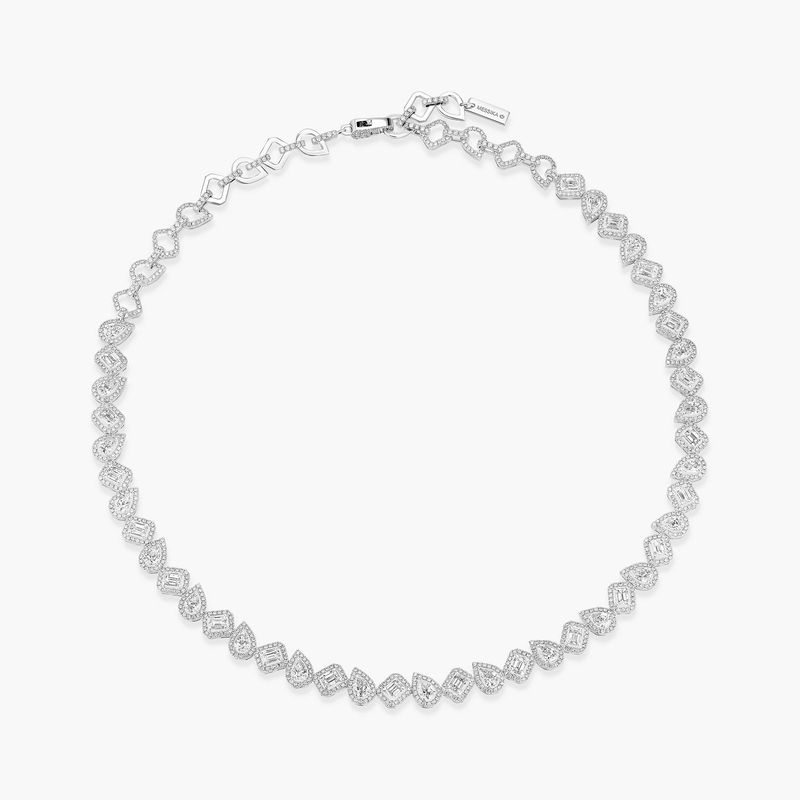 My Twin Rivière White Gold For Her Diamond Necklace 13677-WG