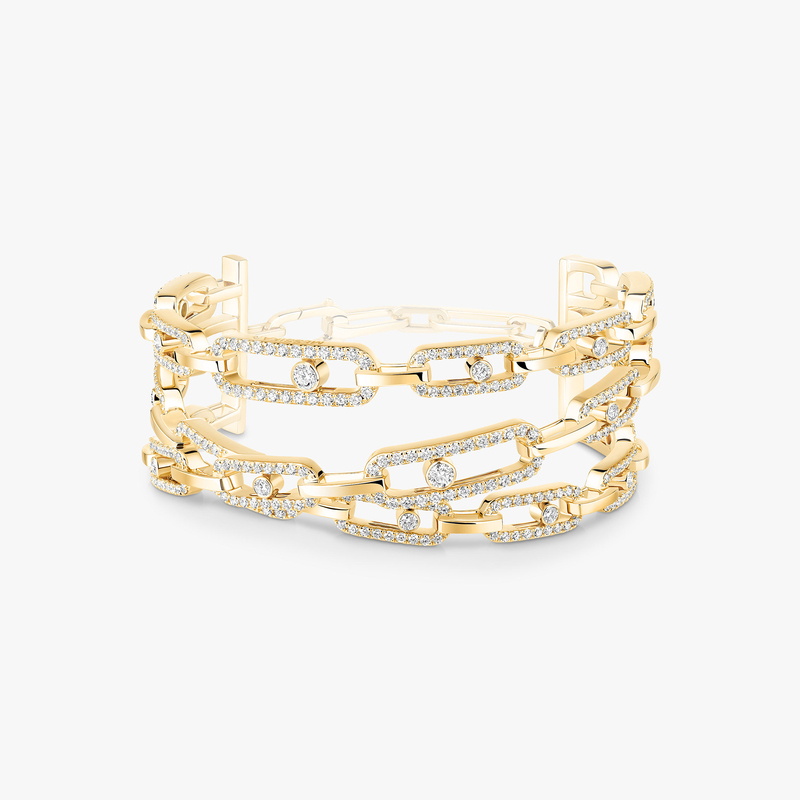 Bracelet For Her Yellow Gold Diamond Move Link 3-row cuff 13512-YG