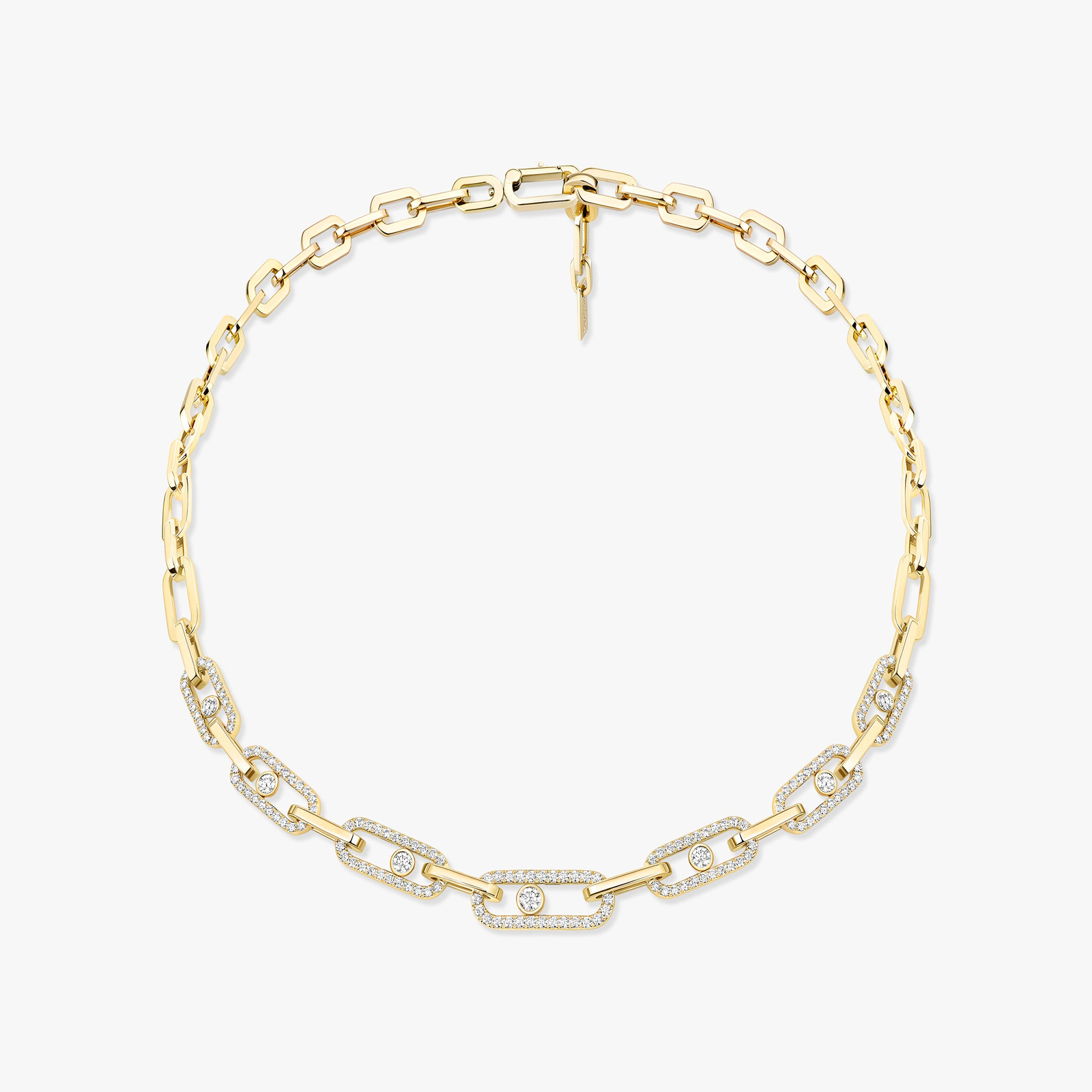 Necklace For Her Yellow Gold Diamond Move Link Pavé 14042-YG