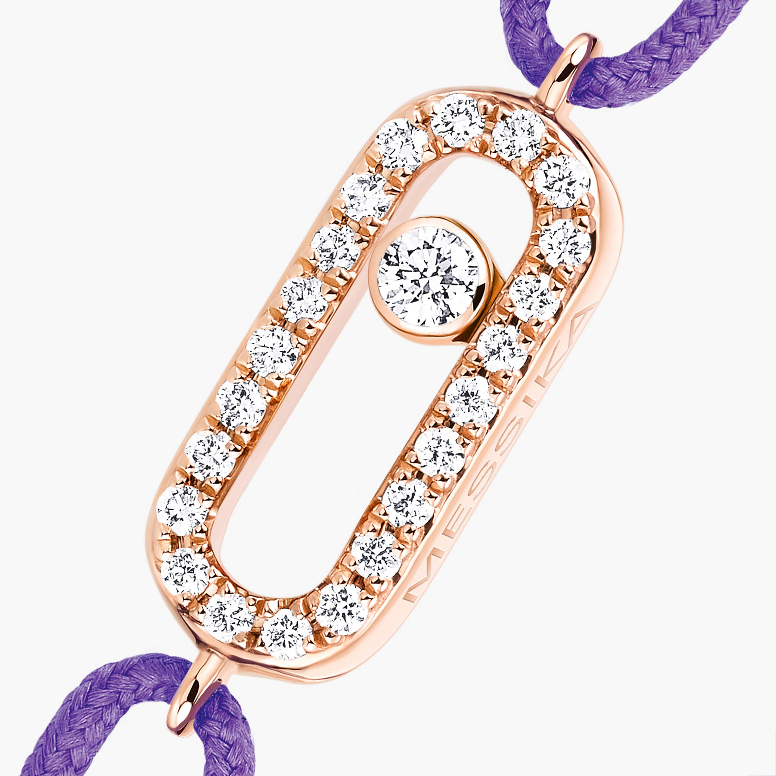 Bracelet Femme Or Rose Diamant Cordon Move Uno Violet 13210-PG