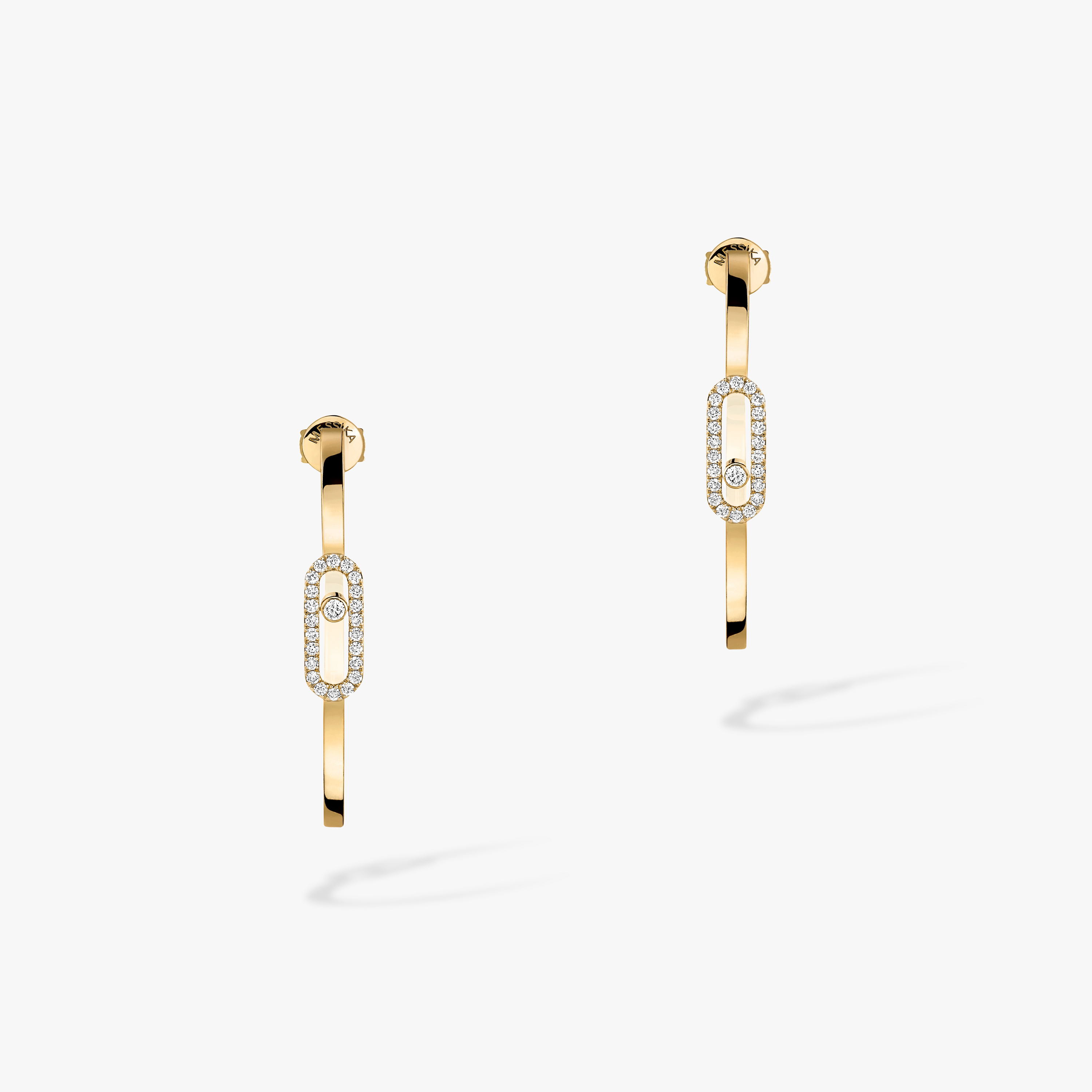 Move Uno Yellow Gold Diamond Hoop Earrings | Messika 12485-YG