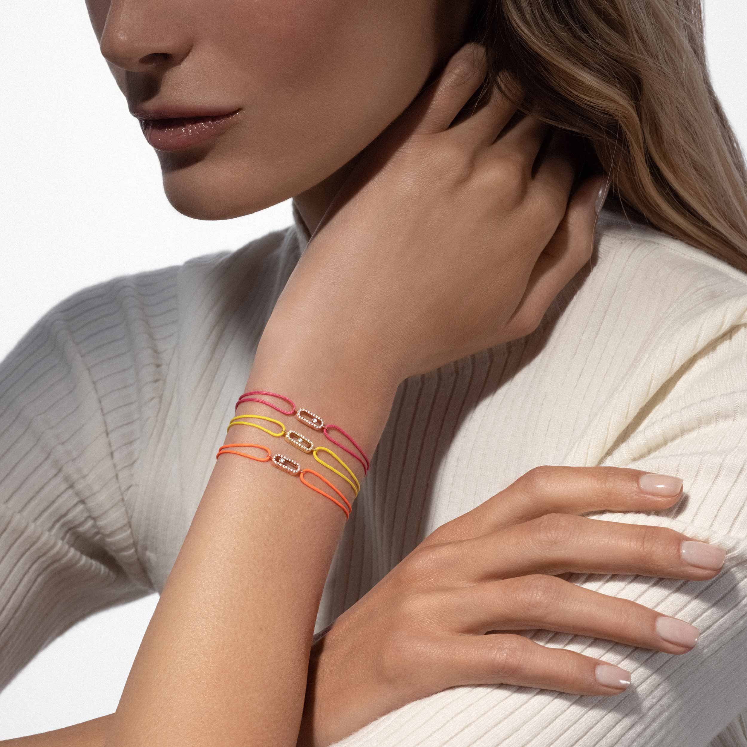 Move Uno Orange Cord Diamond Bracelet in Pink Gold | Messika 13289-PG