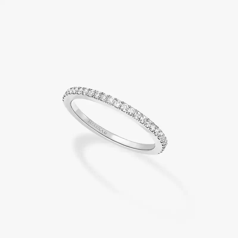 خاتم امرأة ذهب أبيض الماس Alliance 2/3 Pavée 08043-WG