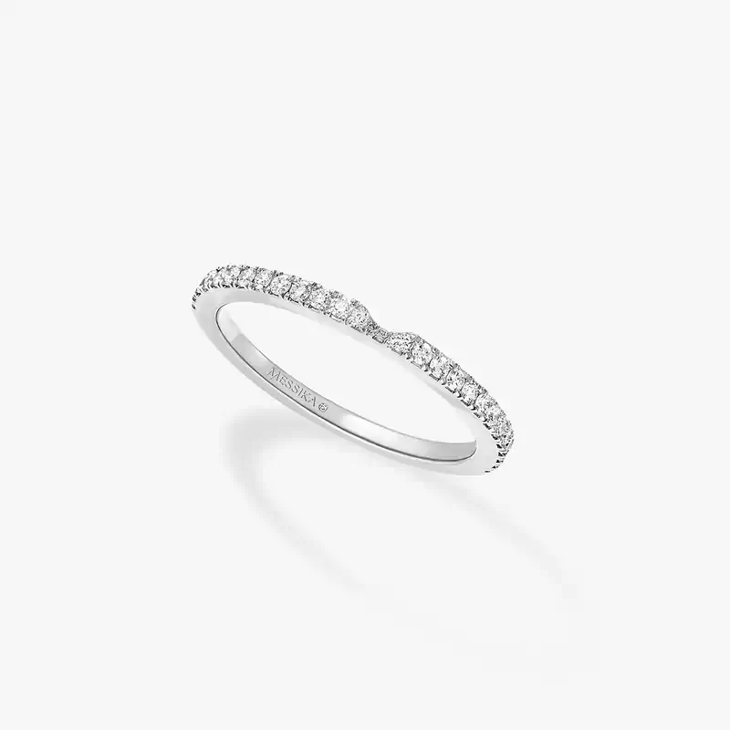 خاتم امرأة ذهب أبيض الماس Alliance pavée 08287-WG