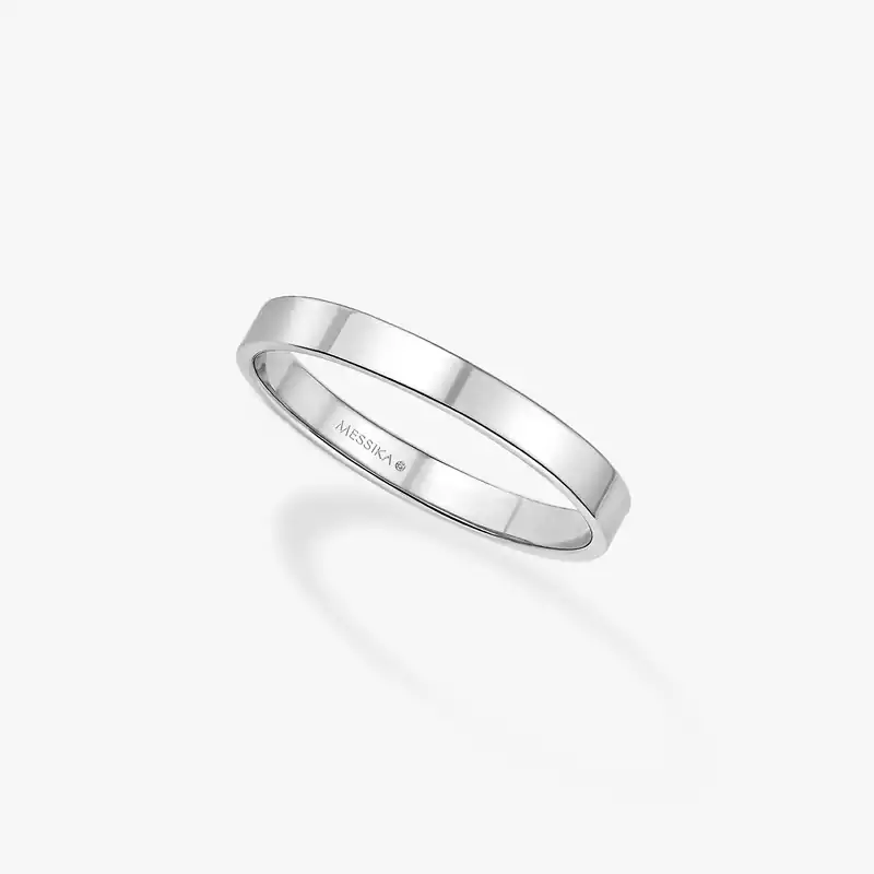 Men Ribbon Wedding Band White Gold For Her Ring 08038-WG