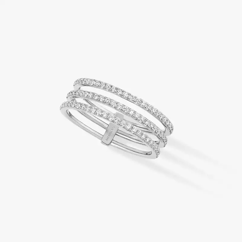 Ring For Her White Gold Diamond Gatsby 3 Rows 05439-WG