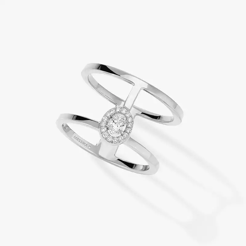 Glam'Azone 2 Rows White Gold For Her Diamond Ring 06173-WG