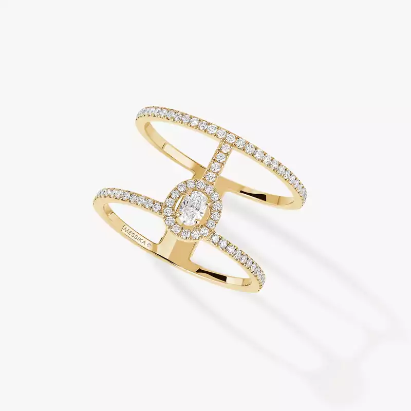 Ring For Her Yellow Gold Diamond Glam'Azone 2 Rows Pavé 05237-YG
