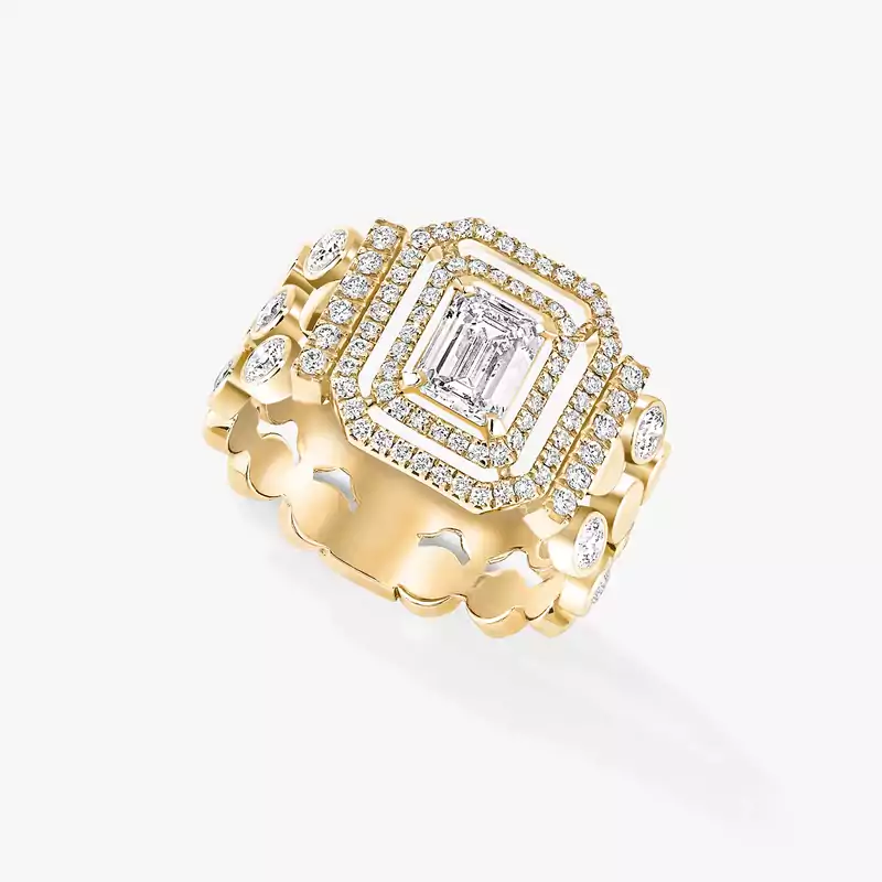 خاتم امرأة ذهب أصفر الماس خاتم D-Vibes متعدّد الصفوف 12445-YG