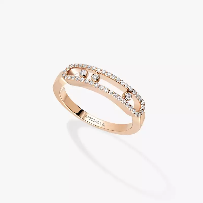 Ring For Her Pink Gold Diamond Baby Move Pavé 04683-PG