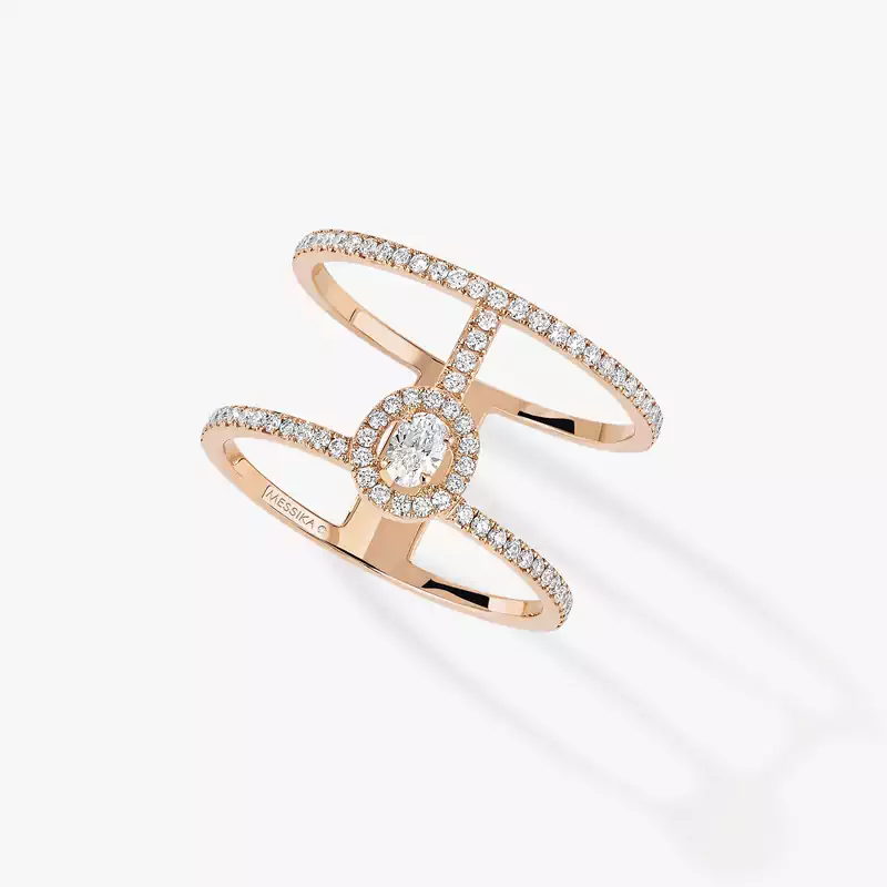 Glam'Azone 2 Rows Pavé Pink Gold For Her Diamond Ring 05237-PG