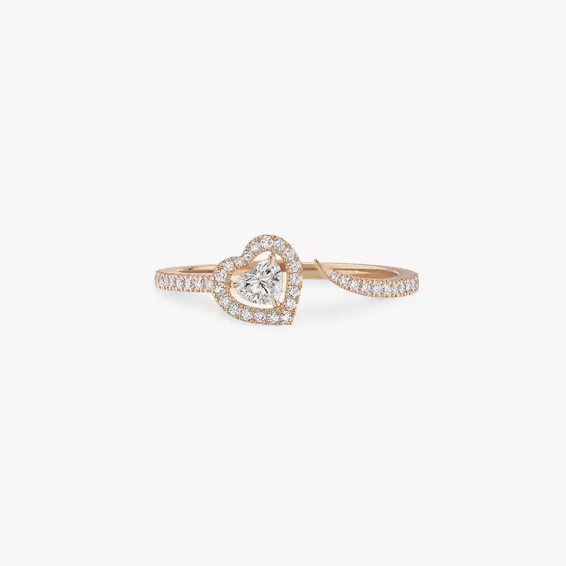 Кольцо Для нее Розовое золото Бриллиантами Кольцо Joy Cœur с бриллиантом 0,15 карата и бриллиантовым паве 11438-PG