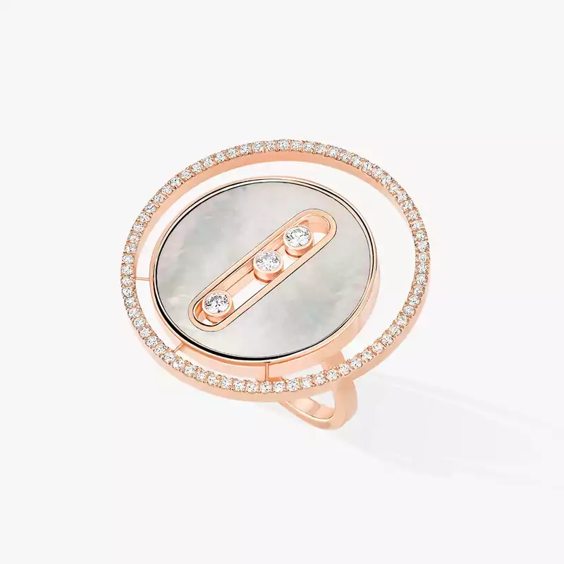 Ring For Her Pink Gold Diamond White Mother-of-Pearl Lucky Move LM 11723-PG