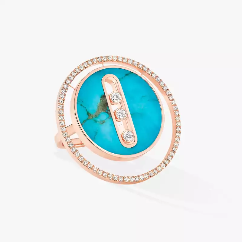 Bague Femme Or Rose Diamant Lucky Move GM Turquoise 11721-PG