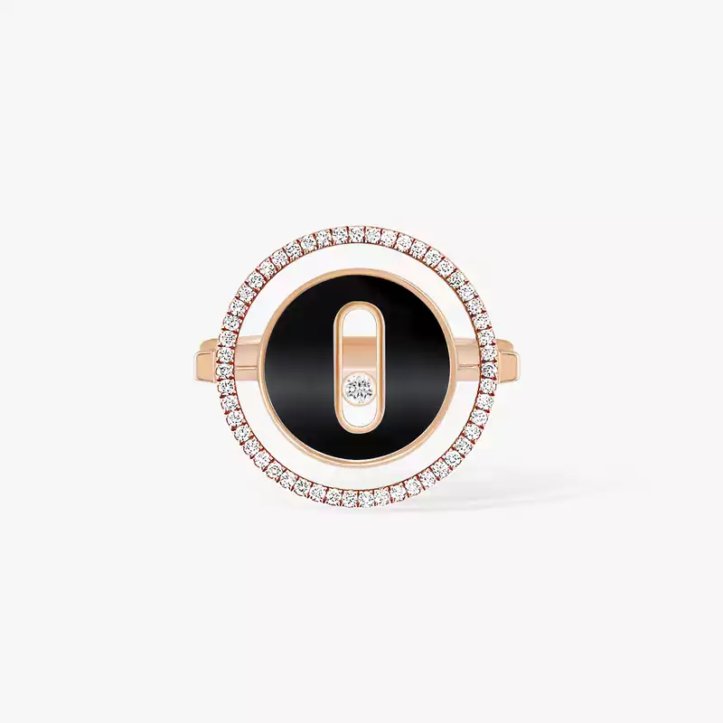 Bague Femme Or Rose Diamant Lucky Move PM Onyx 12322-PG