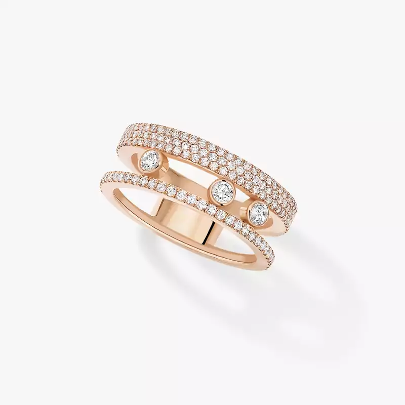 Ring For Her Pink Gold Diamond Move Romane Pavé  07128-PG