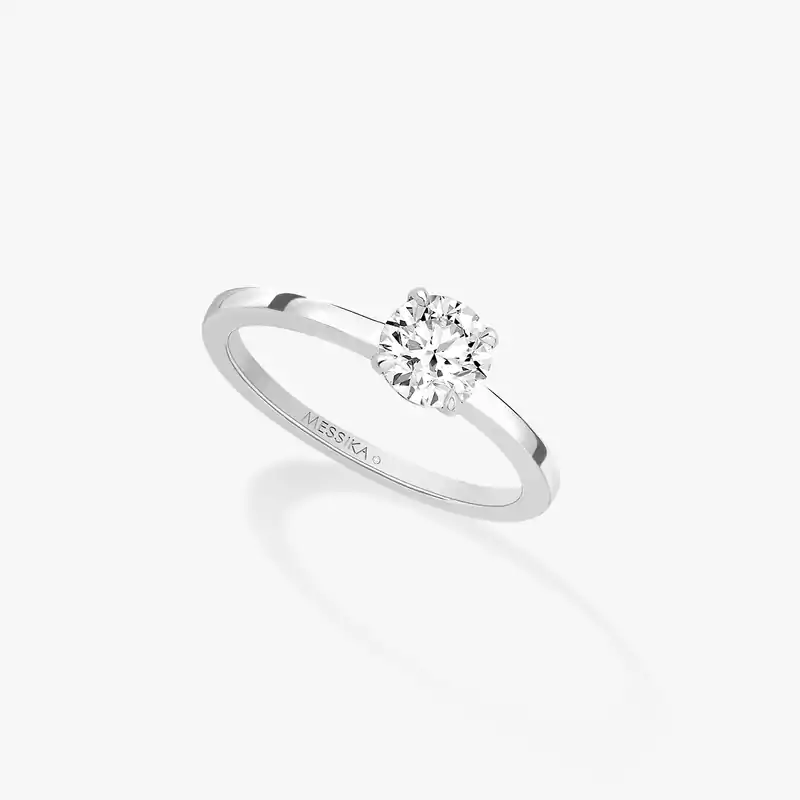 خاتم امرأة ذهب أبيض الماس Solitaire Brillant 08118-WG