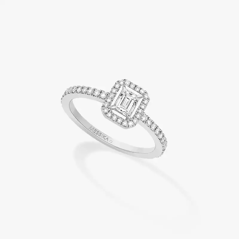 M-Love Emerald-Cut Solitaire 0.35ct E/VVS2 White Gold For Her Diamond Ring 56968-WG