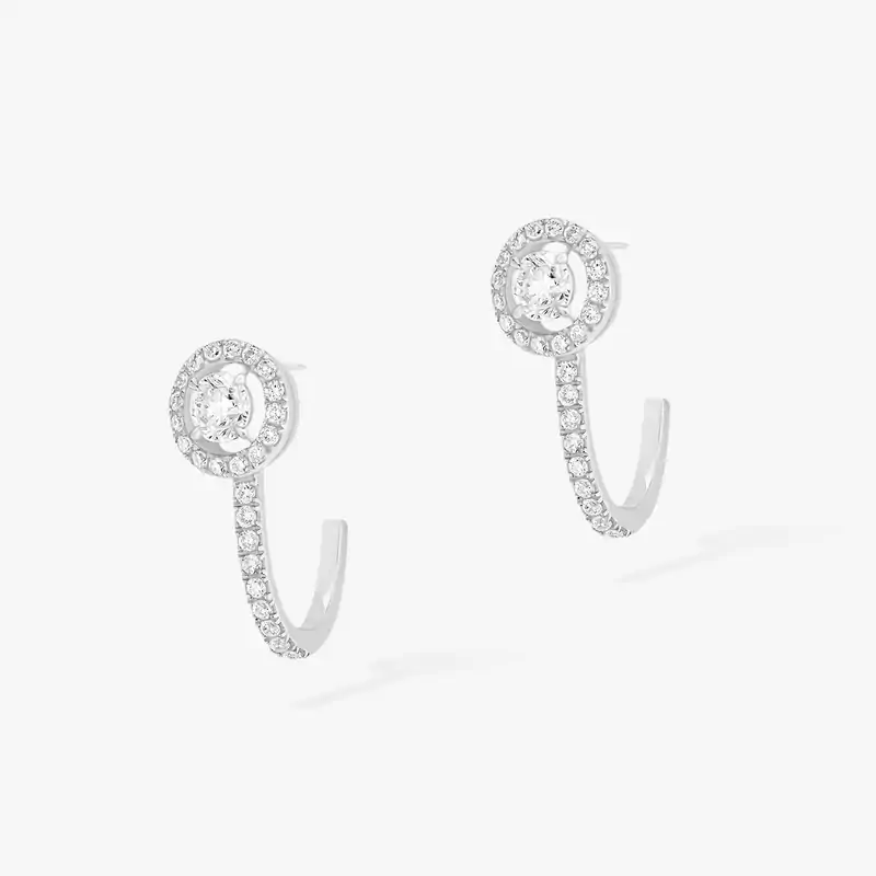 Earrings For Her White Gold Diamond Joy Hoop Earrings Round Diamonds 2x0.10ct 07482-WG