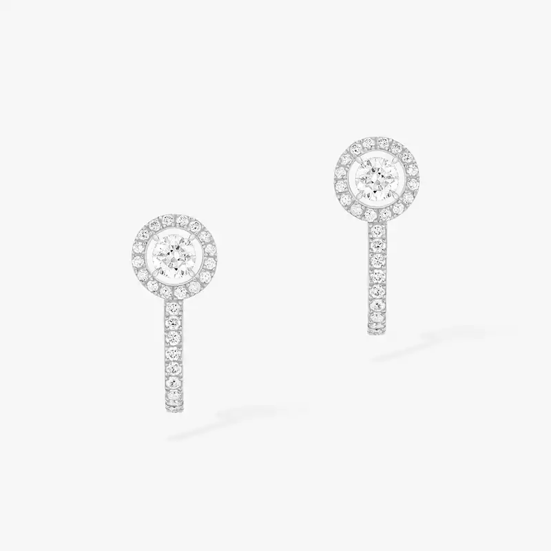 Earrings For Her White Gold Diamond Joy Hoop Earrings Round Diamonds 2x0.10ct 07482-WG