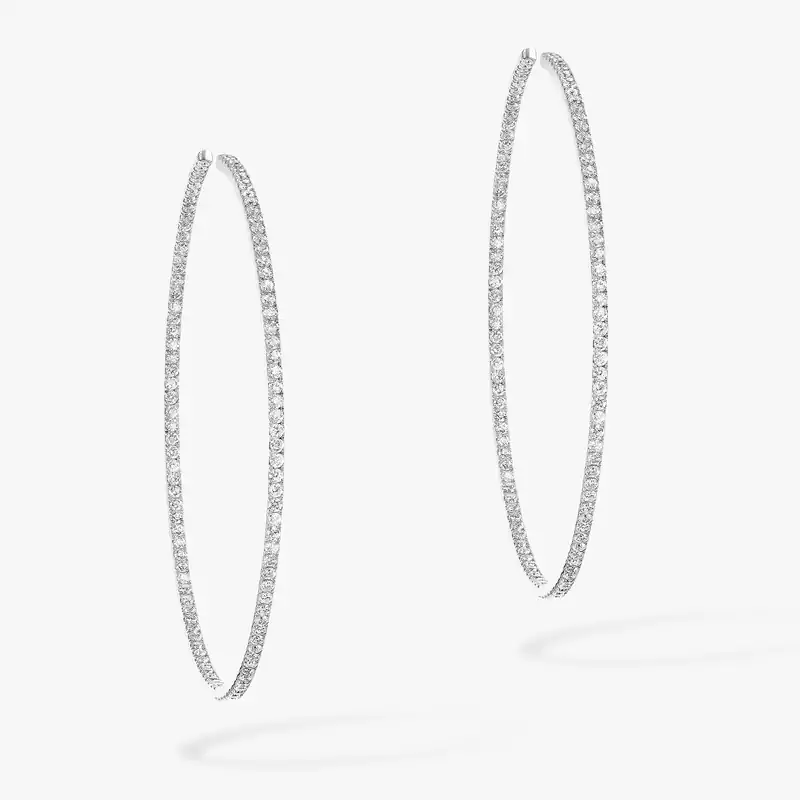 Earrings For Her White Gold Diamond Gatsby Medium Hoop 04687-WG