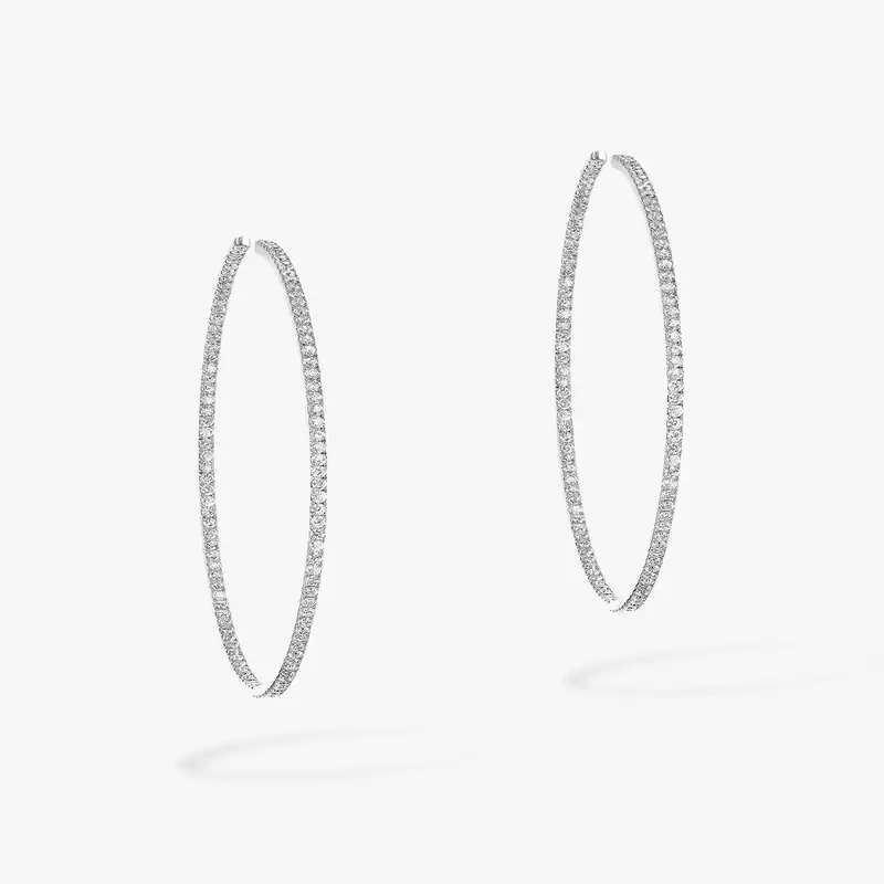 Earrings For Her White Gold Diamond Gatsby Small Hoop 04686-WG