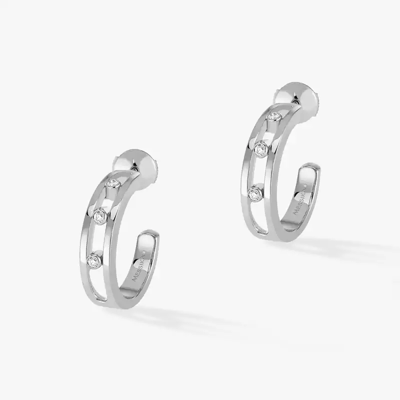 Earrings For Her White Gold Diamond Move Hoop 04407-WG