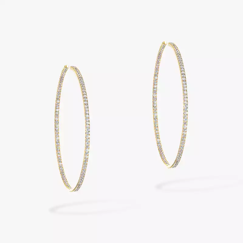 Earrings For Her Yellow Gold Diamond Gatsby Small Hoop 04686-YG