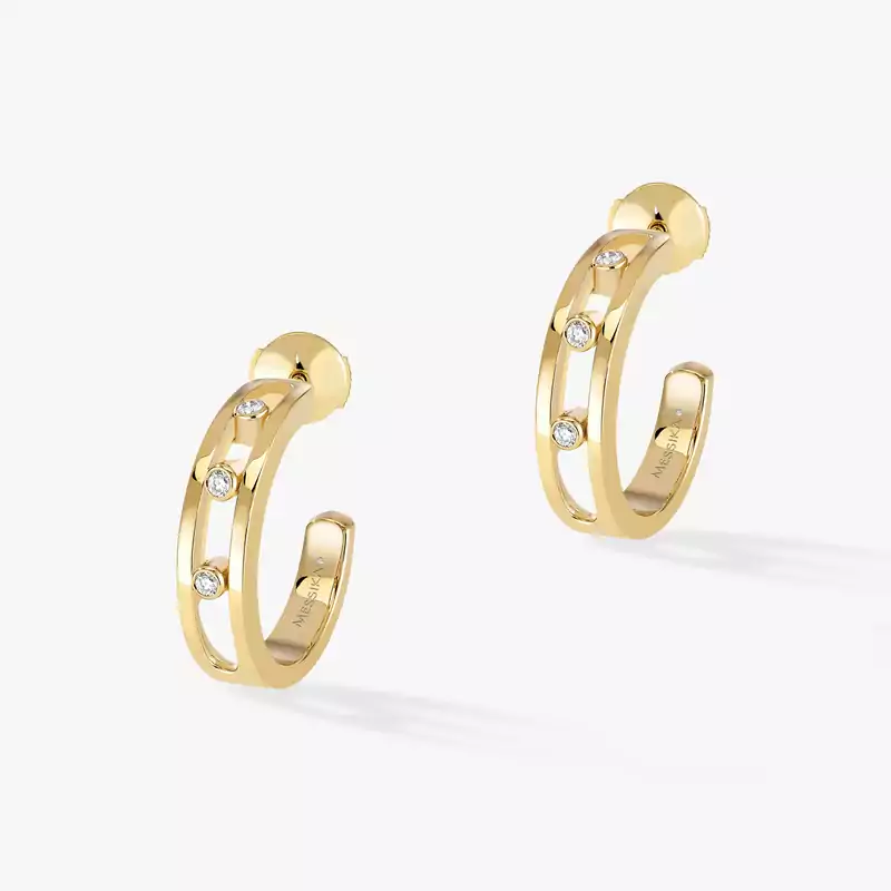 Earrings For Her Yellow Gold Diamond Move Hoop 04407-YG