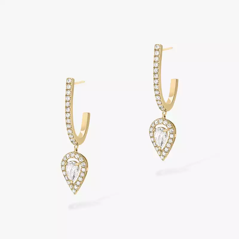 Earrings For Her Yellow Gold Diamond Joy Hoop Earrings Pear Diamond 2x0.10ct 07480-YG