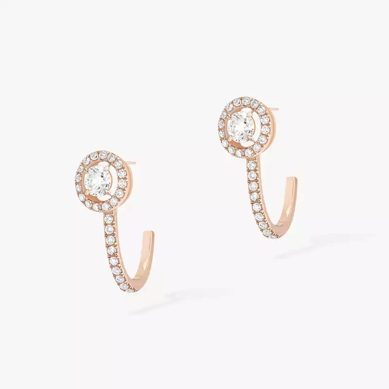 Earrings For Her Pink Gold Diamond Joy Hoop Earrings Round Diamonds 2x0.10ct 07482-PG