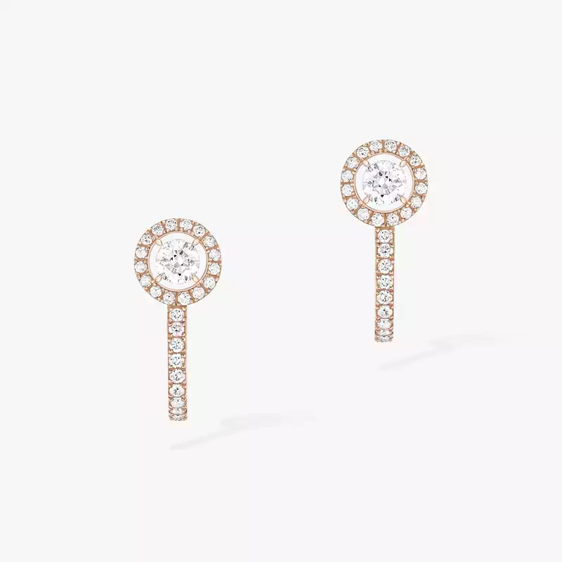 Earrings For Her Pink Gold Diamond Joy Hoop Earrings Round Diamonds 2x0.10ct 07482-PG