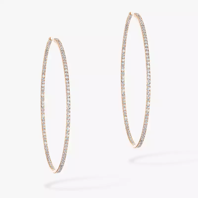 Earrings For Her Pink Gold Diamond Gatsby Medium Hoop 04687-PG