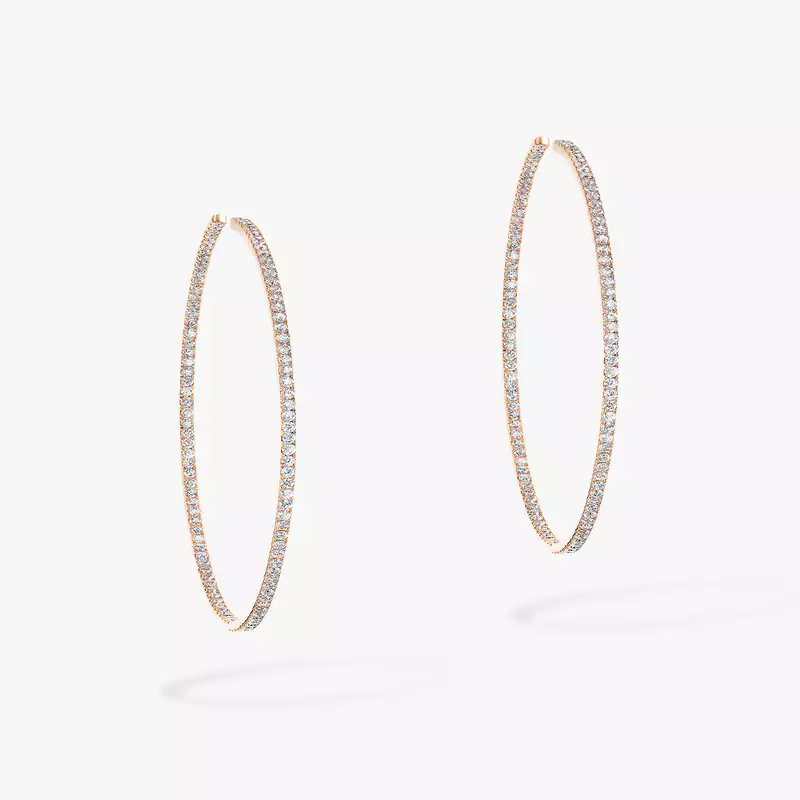 Gatsby Small Hoop Pink Gold For Her Diamond Earrings 04686-PG