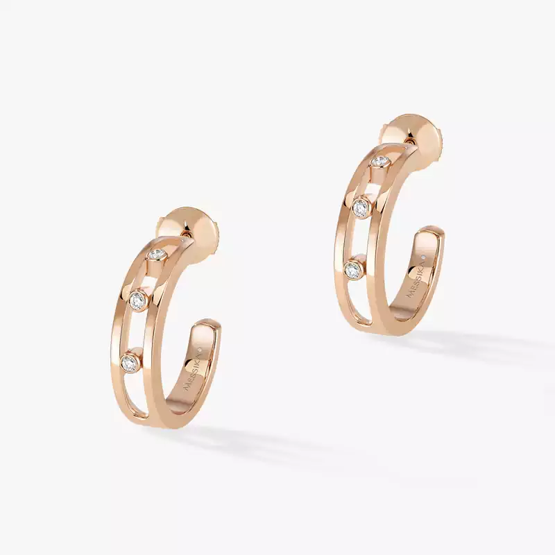 Earrings For Her Pink Gold Diamond Move Hoop 04407-PG