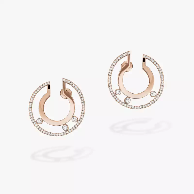 Move Romane Small Hoop Pink Gold For Her Diamond Earrings 06689-PG