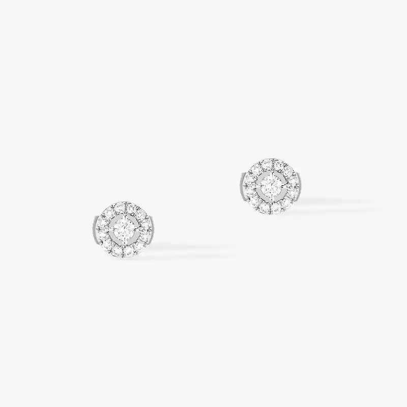 Boucles d'oreilles Femme Or Blanc Diamant Joy Diamants Ronds PM 06954-WG