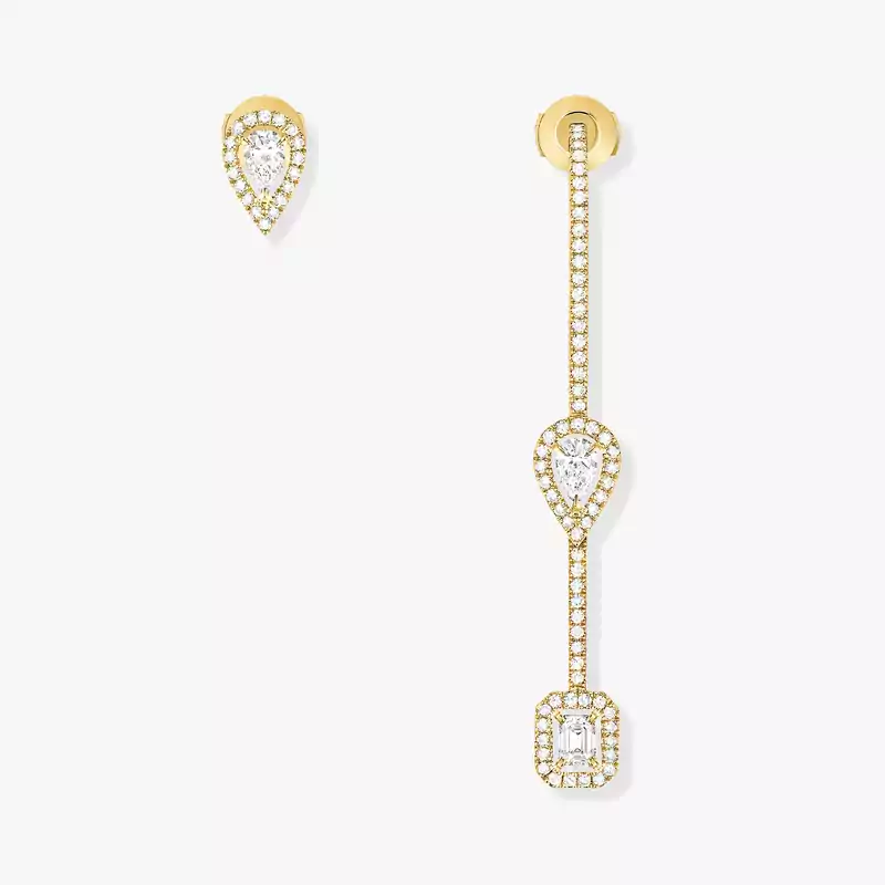 My Twin Hook and Stud 3x0.10ct Yellow Gold For Her Diamond Earrings 07224-YG
