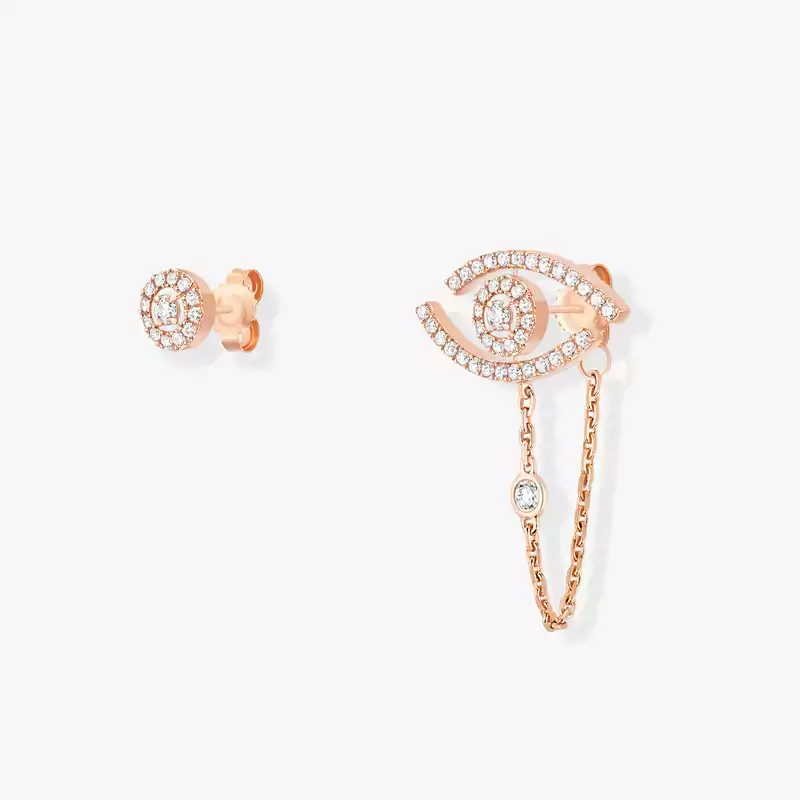 Lucky Eye Diamond Pavé Jewelry Pink Gold For Her Diamond Earrings 11349-PG