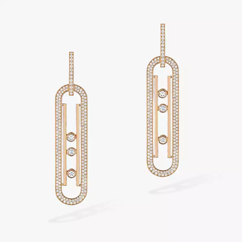 Earrings For Her Pink Gold Diamond Move 10th Anniversary XL 06823-PG