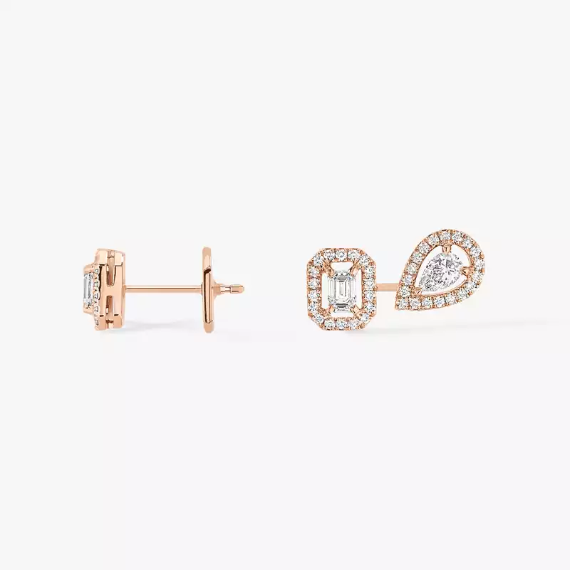 Earrings For Her Pink Gold Diamond My Twin 1+2 0.10ct x3 07004-PG