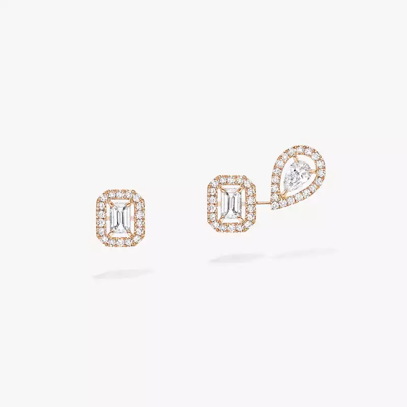 Earrings For Her Pink Gold Diamond My Twin 1+2 0.10ct x3 07004-PG