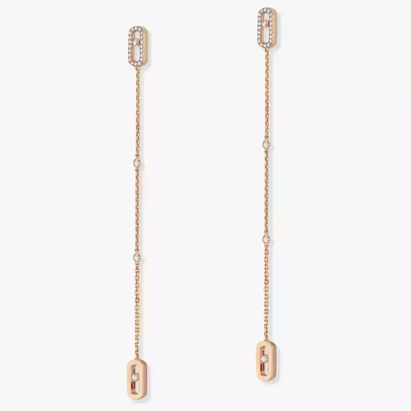 Move Uno Pendant Earrings Pink Gold For Her Diamond Earrings 11321-PG