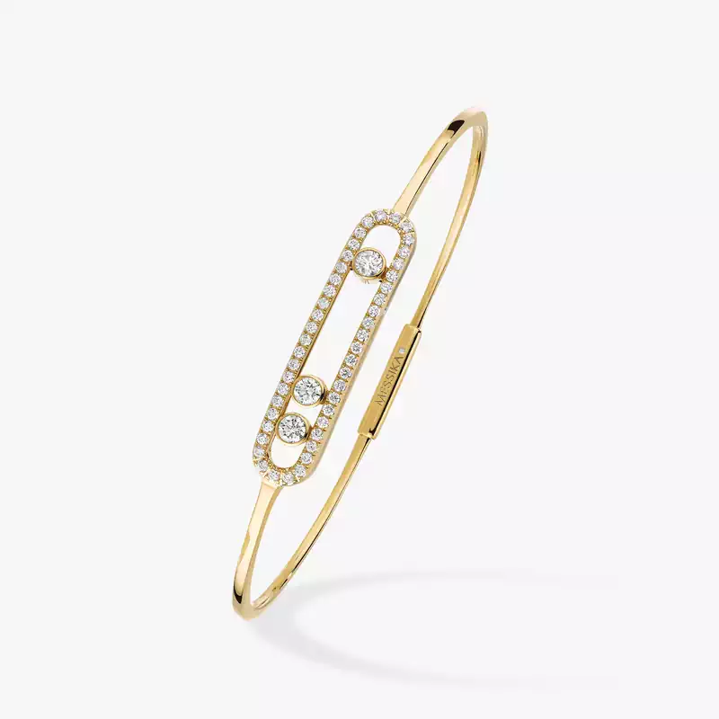 Bracelet For Her Yellow Gold Diamond Move Pavé Thin 05032-YG